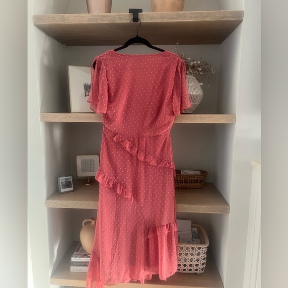 LULUS Next to You Rusty Rose Swiss Dot Ruffled Midi
Dress - Picture 6 of 8